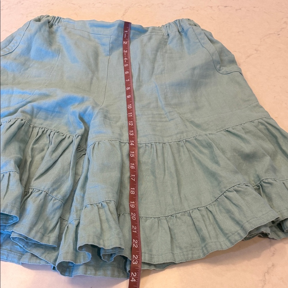 Heart’s Desire Cowgirl Split Skirt Linen Kendall Green - Picture 8 of 10
